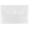 JAM Paper® Plastic Booklet Envelopes, Legal Size, 9 3/4" x 14 1/2", Hook & Loop Closure, Clear, Pack Of 12