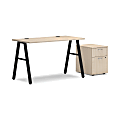 HON Mod 48"W Desk With Mobile Storage, Desert Oak/Black 1 thumbnail image