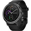 Garmin vivoactive 3 GPS Watch - Bluetooth - GPS - 168 Hour - Slate, Black - Glass Lens, Stainless Steel Bezel - Fiber Reinforced Polymer, Stainless Steel Case - Silicone Band