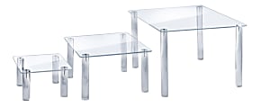 Azar Displays 3-Piece Square Riser Display Set, 6”H, 8"H, 10"H, Clear 1 thumbnail image