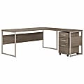 Bush Business Furniture Hybrid 72"W L-Shaped Corner Desk Table With Mobile File Cabinet, Modern Hickory, Standard Delivery