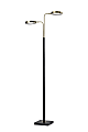 Adesso® Rowan 2-Light LED Floor Lamp, 71"H, Antique Brass Shade/Black Base