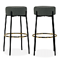 Glamour Home Avon Boucle Fabric Bar Stools, Gray/Black, Set Of 2 Stools 1 thumbnail image