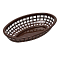 Tablecraft Oval Plastic Serving Baskets, 1-7/8"H x 6"W x 9-3/8"D, Brown, Pack Of 12 Baskets 1 thumbnail image