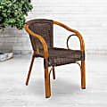 Flash Furniture Cadiz Rattan Restaurant Patio Chair, Dark Brown Rattan/Red Bamboo 1 thumbnail image
