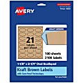 Avery® Kraft Permanent Labels With Sure Feed®, 94061-KMP100, Oval Scalloped, 1-1/8" x 2-1/4", Brown, Pack Of 2,100