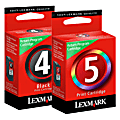 Lexmark™ 4/5 Black And Tri-Color Ink Cartridges, Pack Of 2, 18C2255