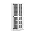 Bush Furniture Westbrook Curio Cabinet With Glass Doors, White Ash/Restored Tan Hickory, Standard Delivery