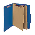 Smead® Pressboard Classification Folders With SafeSHIELD® Coated Fasteners, Letter Size, 100% Recycled, Dark Blue, Box Of 10