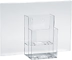 Azar Displays 2-Tier Trifold Sign Holders, 9-1/8”H x 13”W x 4”D, Clear, Set Of 2 Holders