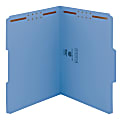 Smead® Color Reinforced Tab Fastener Folders, Letter Size, 1/3 Cut, 100% Recycled, Blue, Pack Of 50