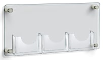 Azar Displays 3-Pocket Bifold Wall Brochure Holder, 11" x 23", Clear/Silver Caps