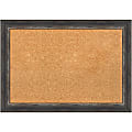 Amanti Art Rectangular Non-Magnetic Cork Bulletin Board, Natural, 27” x 19”, Bark Rustic Char Narrow Plastic Frame 1 thumbnail image