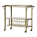 South Shore Maliza Bar Cart With Wine Bottle Storage And Wine Glass Rack, 32-3/4” x 37-1/2”, Faux Carrara Marble/Gold 1 thumbnail image