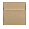 JAM Paper® Square Invitation Envelopes, 5 1/2" x 5 1/2", Gummed Seal, 100% Recycled, Brown Kraft Paper Bag, Pack Of 25