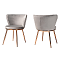 Baxton Studio Farah Dining Chairs, Gray/Rose Gold, Set Of 2 Chairs