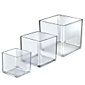 Azar Displays Deluxe 3-Bin Set, Square, Clear