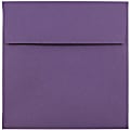 JAM Paper® Color Square Invitation Envelopes, 5 1/2" x 5 1/2", Gummed Seal, Dark Purple, Pack Of 25