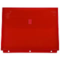 JAM Paper® Plastic 3-Hole Punch Binder Envelopes, Letter Size, 9 3/4" x 13", Hook & Loop Closure, Red, Pack Of 12