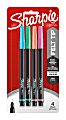 Sharpie® Fine-Point Pens, Fine Point, 0.3 mm, Black Barrels, Assorted Ink Colors, Pack Of 4 1 thumbnail image