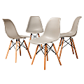 Baxton Studio Jaspen Dining Chairs, Beige/Oak Brown, Set Of 4 Chairs
