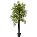 Nearly Natural Double Robellini Palm 84”H UV Resistant Indoor/Outdoor Tree With Pot, 84”H x 48”W x 48”D, Green 1 thumbnail image