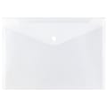 JAM Paper® Booklet Plastic Envelopes, Letter Size, 9 3/4" x 13", Button-Snap Closure,Clear, Pack Of 12