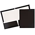 JAM Paper® Glossy 2-Pocket Presentation Folders, Black, Pack of 6