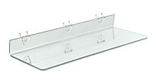 Azar Displays Acrylic Shelves For Pegboards/Slatwalls, 20" x 6", Clear, Pack Of 4 Shelves