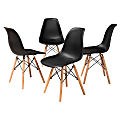 Baxton Studio Jaspen Dining Chairs, Black/Oak Brown, Set Of 4 Chairs