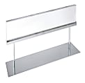 Azar Displays Elite Series Acrylic Horizontal Block Countertop Sign Holder, 6"H x 22"W, Chrome 1 thumbnail image