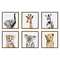 Uniek Kate And Laurel Sylvie Framed Canvas Wall Art Prints, 13" x 13", Safari Animal Collection, Natural, Set Of 6 1 thumbnail image