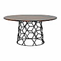 Coast to Coast Bella Wood and Iron Round Dining Table, 30”H x 60"W x 60"D, Sierra Brown/Gunmetal