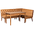 Baxton Studio Riordan 3-Piece Dining Nook Set, Tan/Walnut 1 thumbnail image