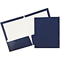 JAM Paper® Glossy 2-Pocket Presentation Folders, Navy Blue, Pack of 6