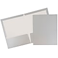 JAM Paper® Glossy 2-Pocket Presentation Folders, Grey, Pack of 6