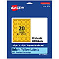 Avery® Print-To-The-Edge Labels With Sure Feed® Technology, 94110-BYP20, Square Scalloped, 1-5/8" x 1-5/8", Matte Bright Yellow, Pack of 400 1 thumbnail image