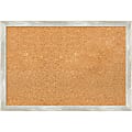 Amanti Art Rectangular Non-Magnetic Cork Bulletin Board, Natural, 26” x 18”, Crackled Metallic Narrow Plastic Frame 1 thumbnail image