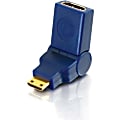 C2G 90° Rotating HDMI to HDMI Mini Adapter - F/M - 1 x HDMI Female Digital Audio/Video - 1 x Mini HDMI Male Digital Audio/Video - Blue 1 thumbnail image