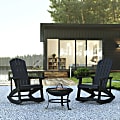 Flash Furniture Savannah All-Weather Poly Resin Wood Adirondack Rocking Chairs With 22" Round Fire Pit, 39-1/2”H x 29-1/2”W x 37-3/4”D, Black