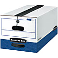 Bankers Box® Liberty® Plus FastFold® Heavy-Duty Storage Boxes With Locking Lift-Off Lids And Built-In Handles, Legal Size, 24" x 15" x 10", 60% Recycled, White/Blue, Case Of 12