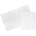 JAM Paper® Heavy-Duty 2-Pocket Plastic Presentation Folders, 9" x 12", Clear, Pack Of 6