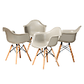 Baxton Studio Galen Dining Chairs, Beige/Oak Brown, Set Of 4 Chairs