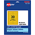 Avery® Printable Labels With Sure Feed® Technology, 94210-BYP80, Rectangle, 2/3" x 3-7/16", Matte Bright Yellow, Pack of 2400 1 thumbnail image