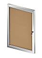 Azar Displays Enclosed Cork Bulletin Board With Lock And Key, Brown, 29-3/4" x 23", Silver Aluminum Frame
