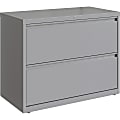 Lorell 36"W Lateral 2-Drawer File Cabinet, Metal, Silver 1 thumbnail image