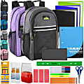 Summit Ridge Multi-Pocket Reflective Backpacks With 30-Piece School Supply Kits, Assorted Colors, Total Qty 12 1 thumbnail image