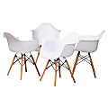 Baxton Studio Galen Dining Chairs, White/Oak Brown, Set Of 4 Chairs