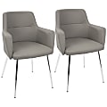 LumiSource Andrew Chairs, Chrome/Gray, Set Of 2 Chairs 1 thumbnail image