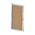 Azar Displays Enclosed Cork Bulletin Board With Lock And Key, Brown, 42-5/16" x 23", Silver Aluminum Frame